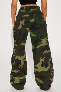 Millie Wide Leg Camo Pant - Olive/combo sold by Fashion Nova