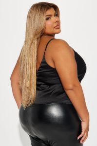 Soft Mood Satin Cami Top - Black/White sold by Fashion Nova