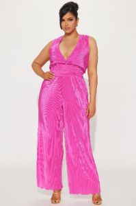 Sweet Desire Plisse Jumpsuit - Fuchsia sold by Fashion Nova