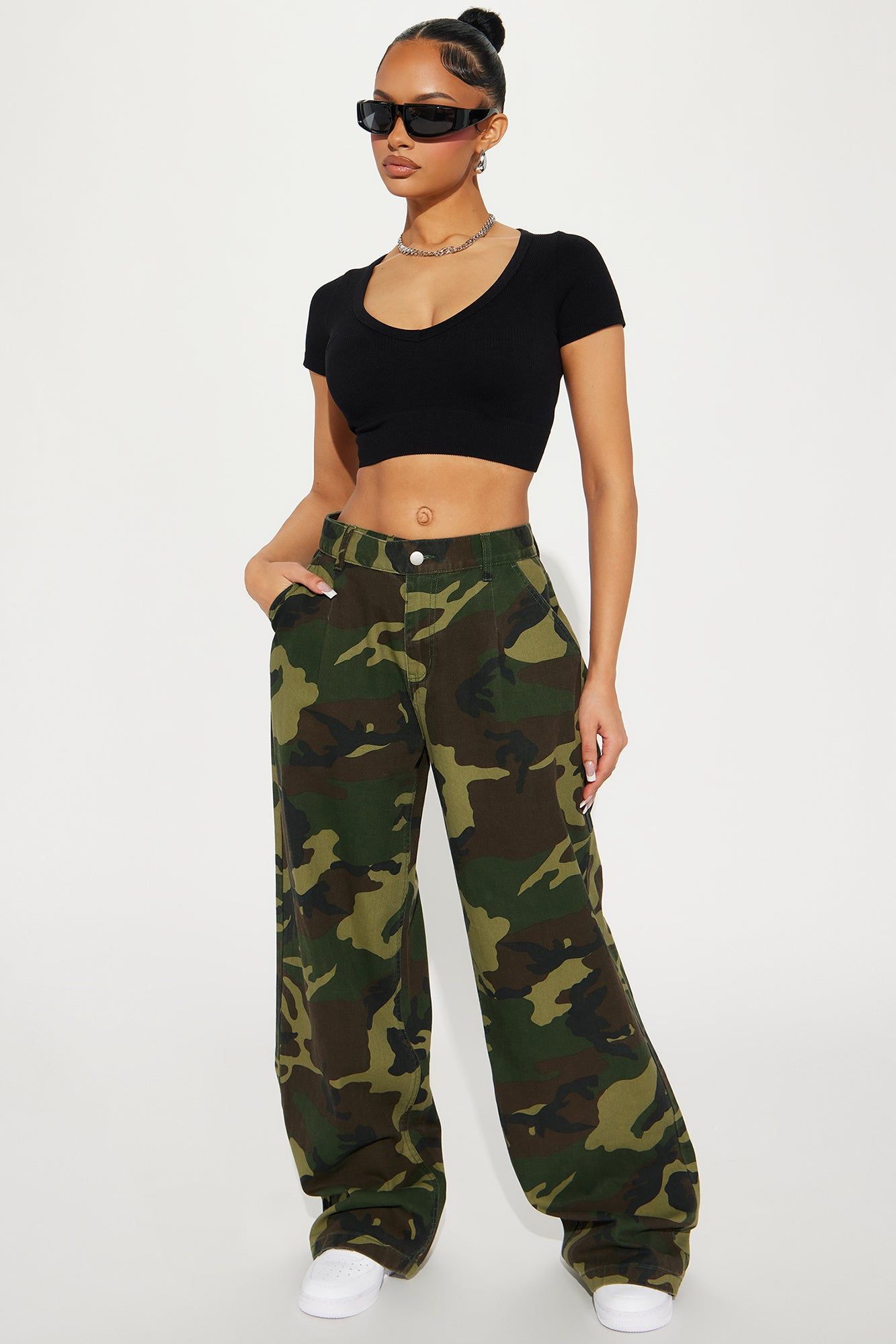 Millie Wide Leg Camo Pant - Olive/combo sold by Fashion Nova product image thumbnail 3