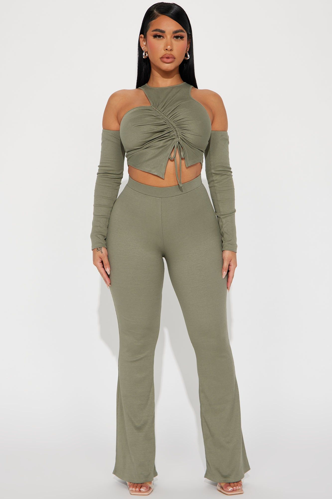Katia Ribbed Pant Set - Olive sold by Fashion Nova