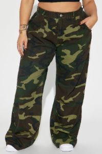 Millie Wide Leg Camo Pant - Olive/combo sold by Fashion Nova