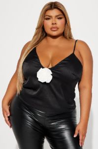 Soft Mood Satin Cami Top - Black/White sold by Fashion Nova