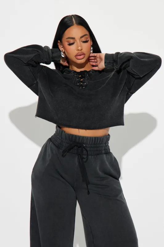 No Time To Waste Lounge Hoodie - Black sold by Fashion Nova