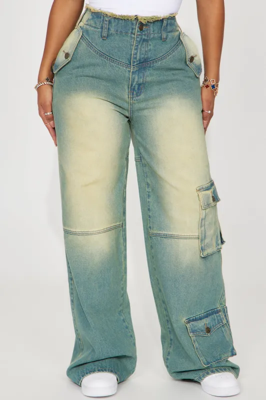 Needs No Introduction Tinted Baggy Jeans - Vintage Wash sold by Fashion Nova