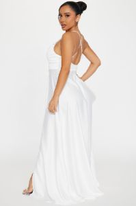 Radiant Rhinestone Satin Gown - White sold by Fashion Nova