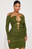 Jessica Mesh Mini Dress - Olive sold by Fashion Nova