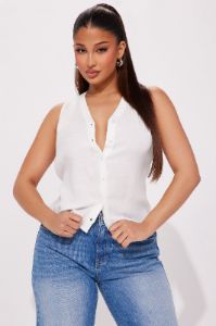Erika Linen Shirt - Off White sold by Fashion Nova