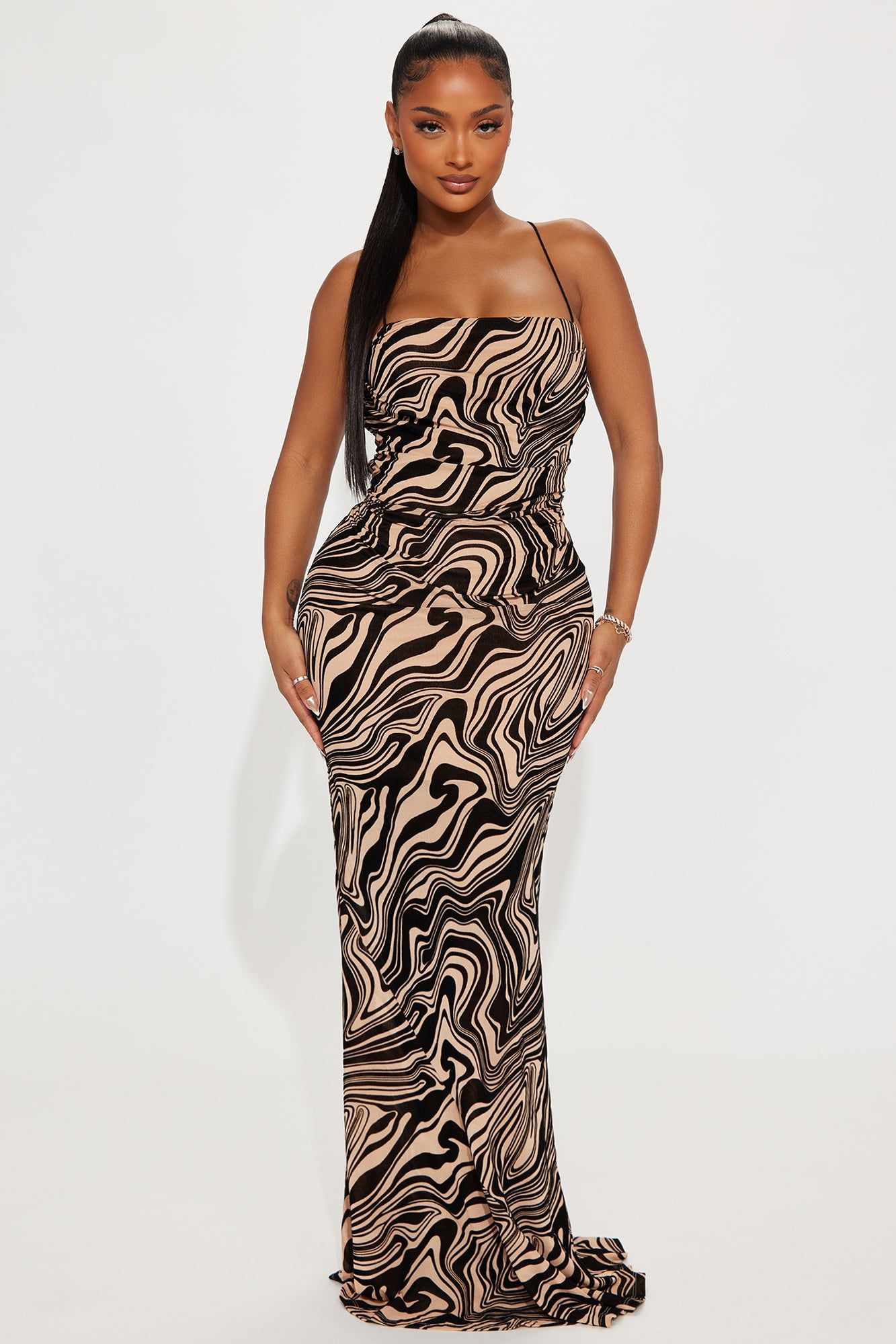 Klarissa Maxi Dress - Nude/combo sold by Fashion Nova
