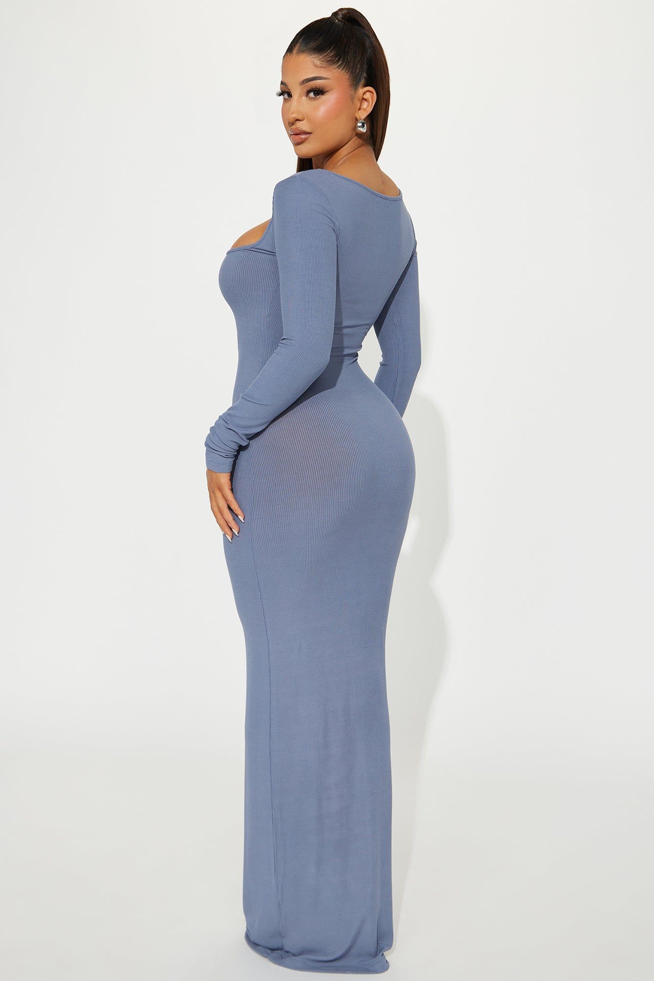 Lola Micro Ribbed Maxi Dress - Charcoal sold by Fashion Nova product image thumbnail 3