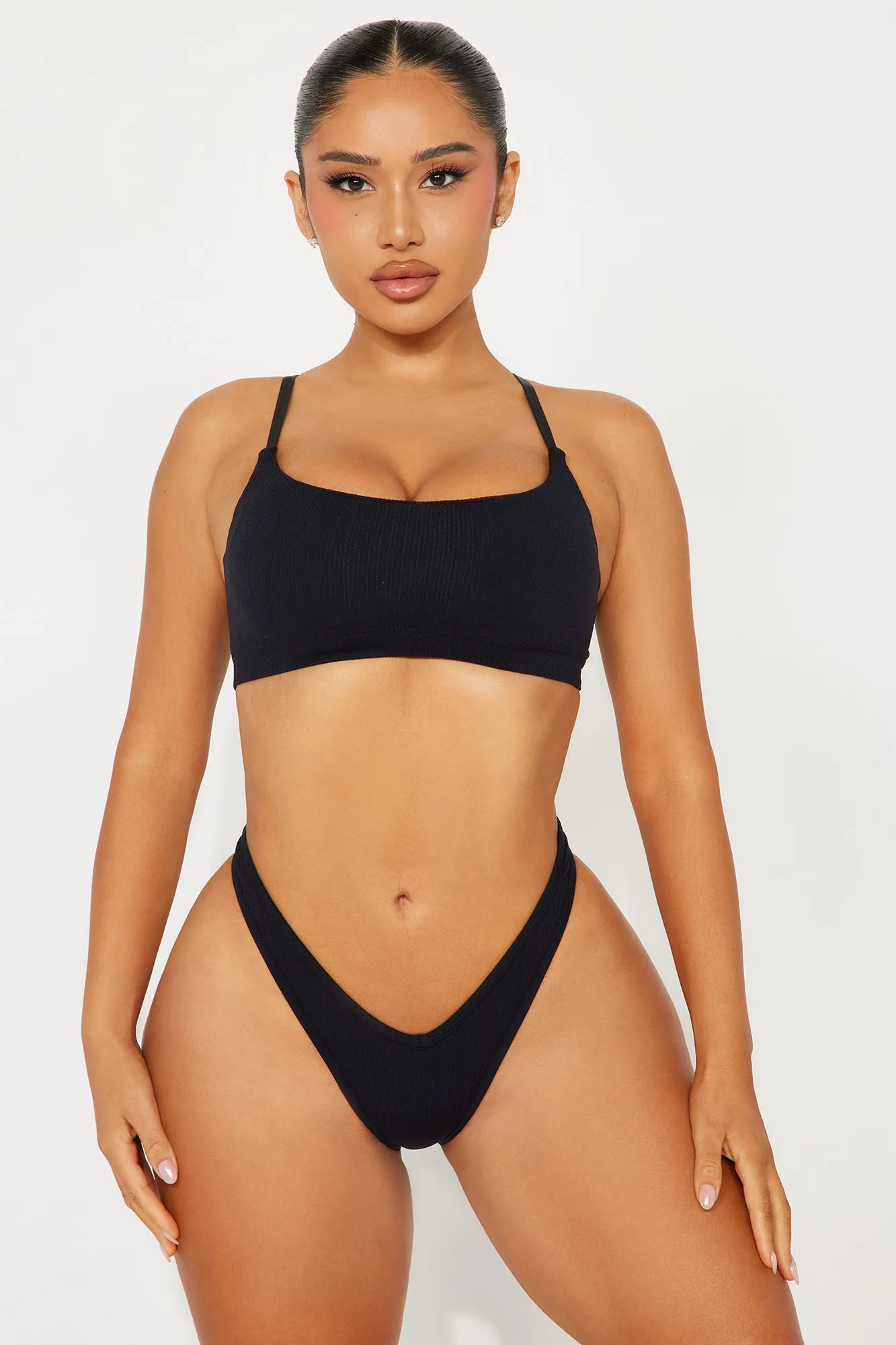 Chill Vibe Seamless Deep V Thong Panty - Black sold by Fashion Nova product image thumbnail 2