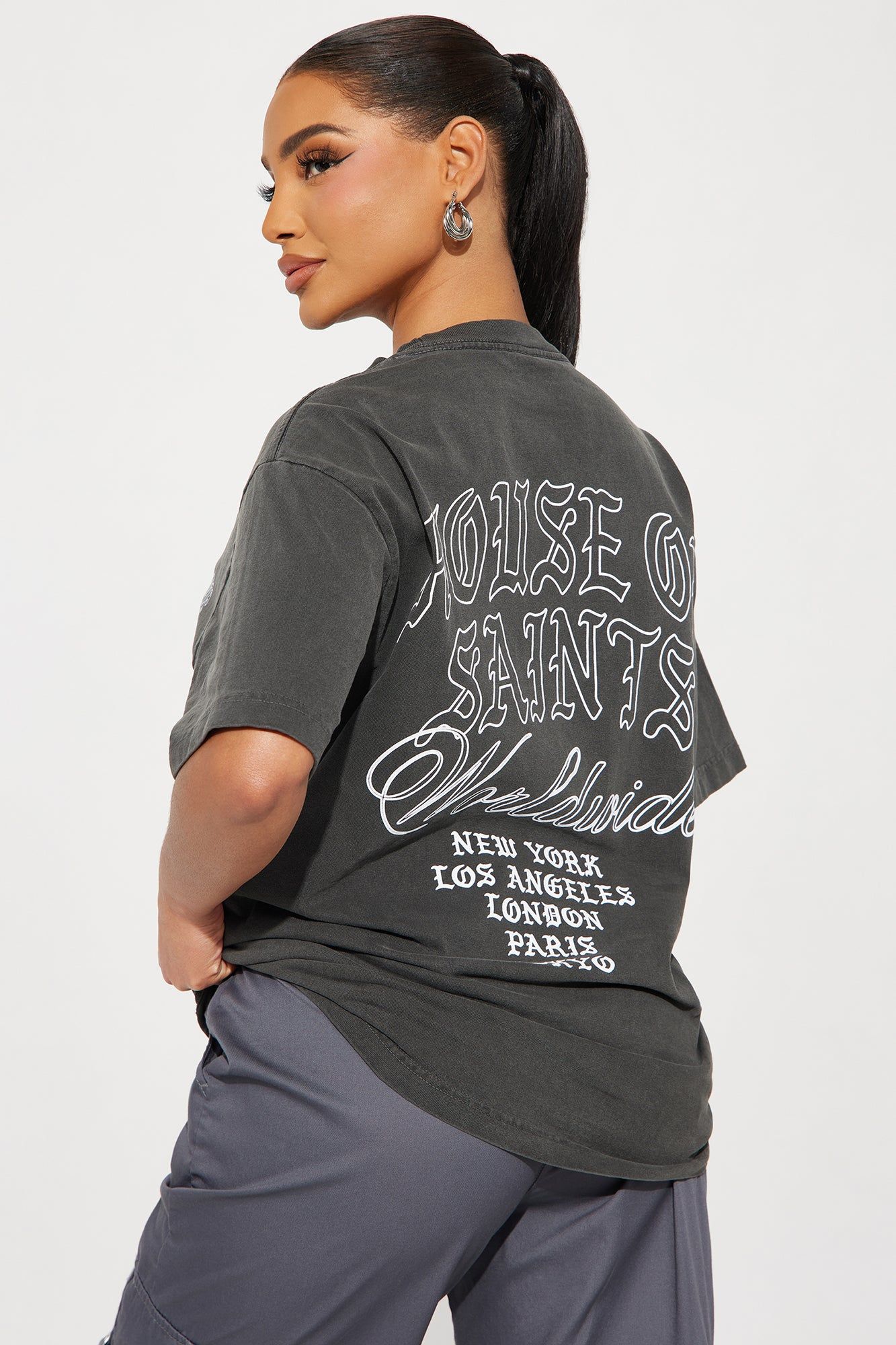 House Of Saints Vintage Wash Tee - Black Wash sold by Fashion Nova product image thumbnail 5