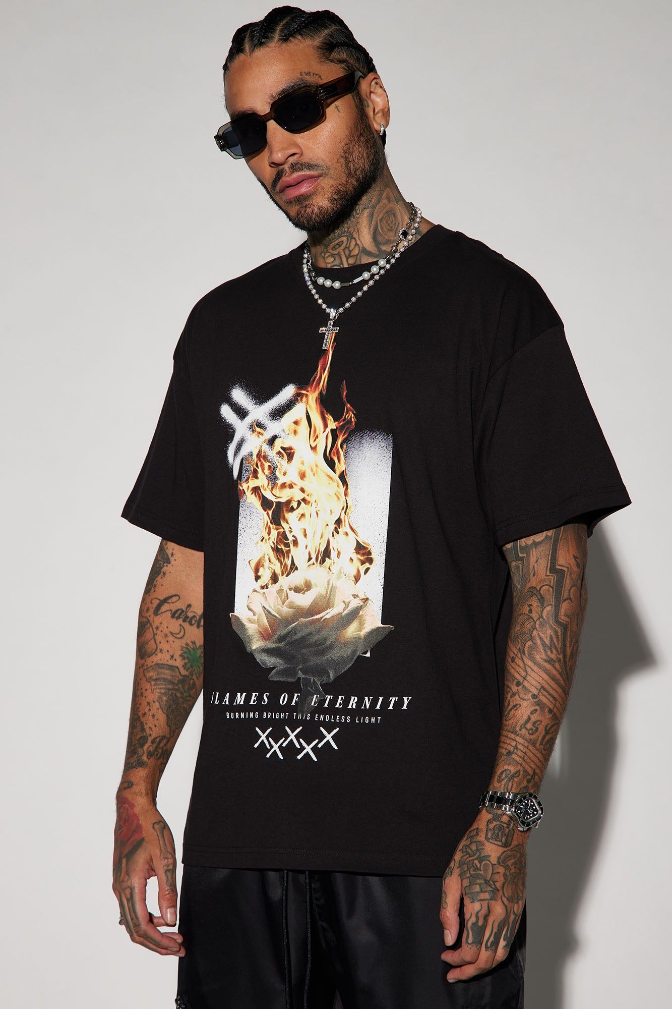 Burn Bright Short Sleeve Tee - Black sold by Fashion Nova