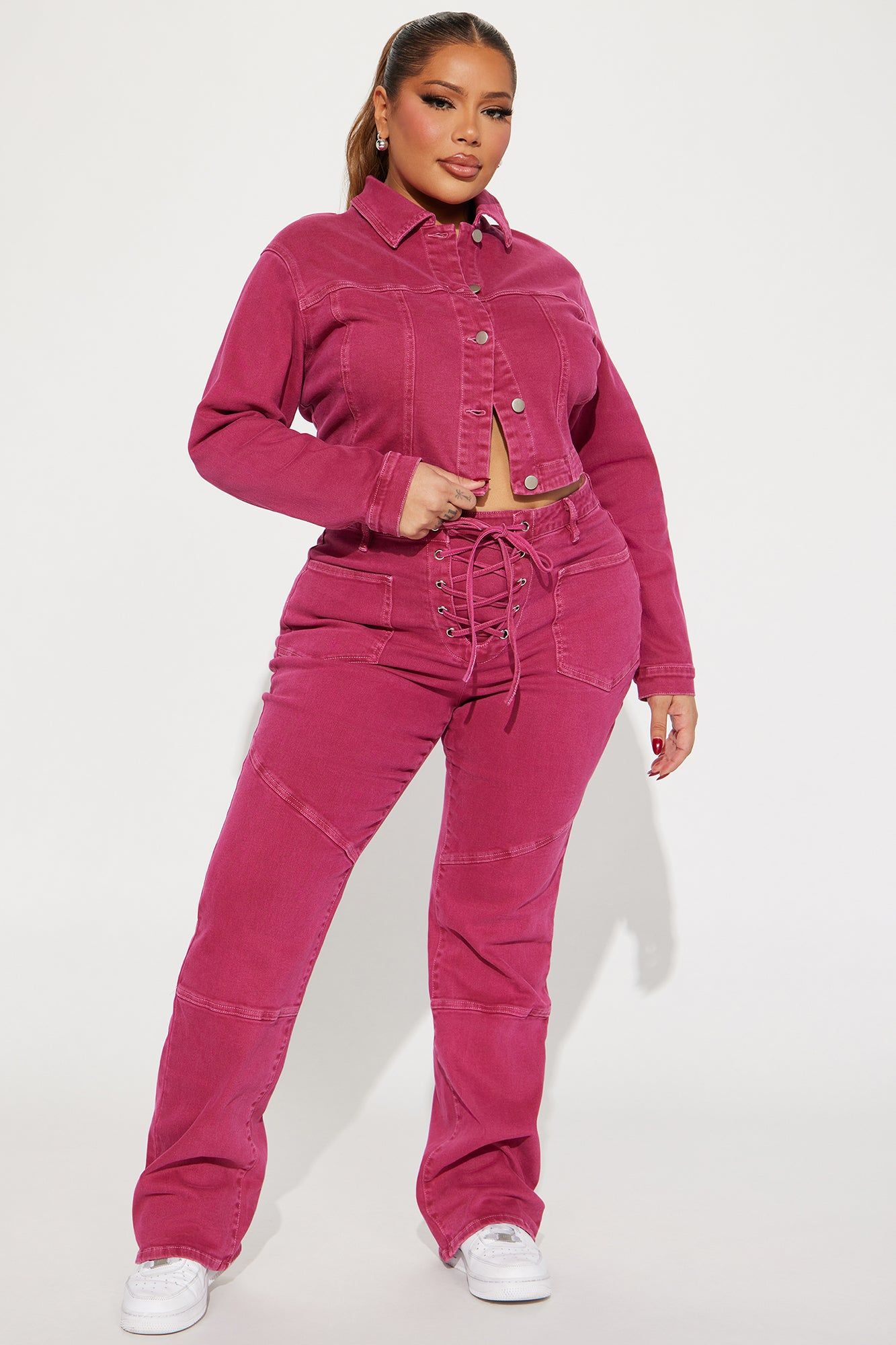 Oasis Stretch Cropped Denim Jacket - Pink sold by Fashion Nova product image thumbnail 5