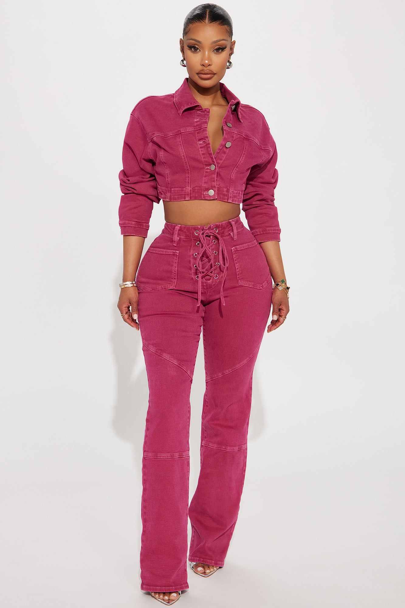 Oasis Stretch Cropped Denim Jacket - Pink sold by Fashion Nova product image thumbnail 2