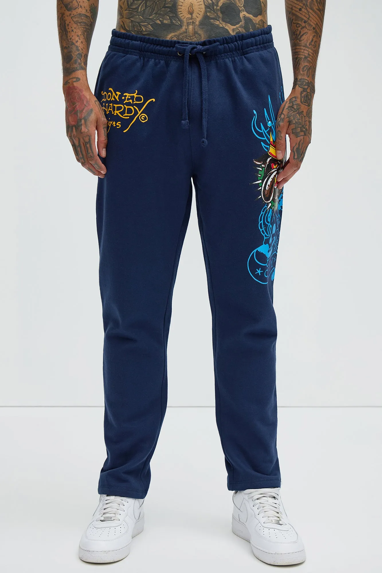 Ed Hardy Panther Bulldog Sweatpants - Navy sold by Fashion Nova product image thumbnail 3
