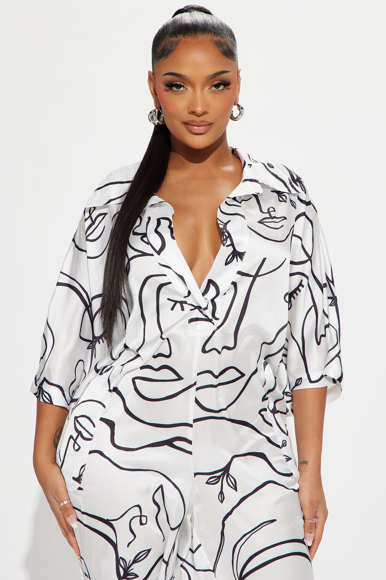 Keeping It Cool Satin Jumpsuit - White/Black sold by Fashion Nova product image thumbnail 2