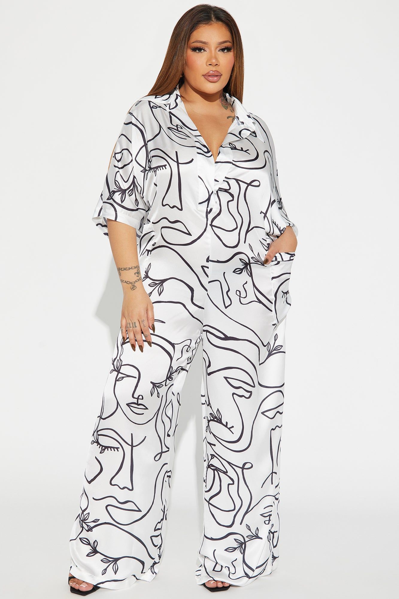 Keeping It Cool Satin Jumpsuit - White/Black sold by Fashion Nova product image thumbnail 4