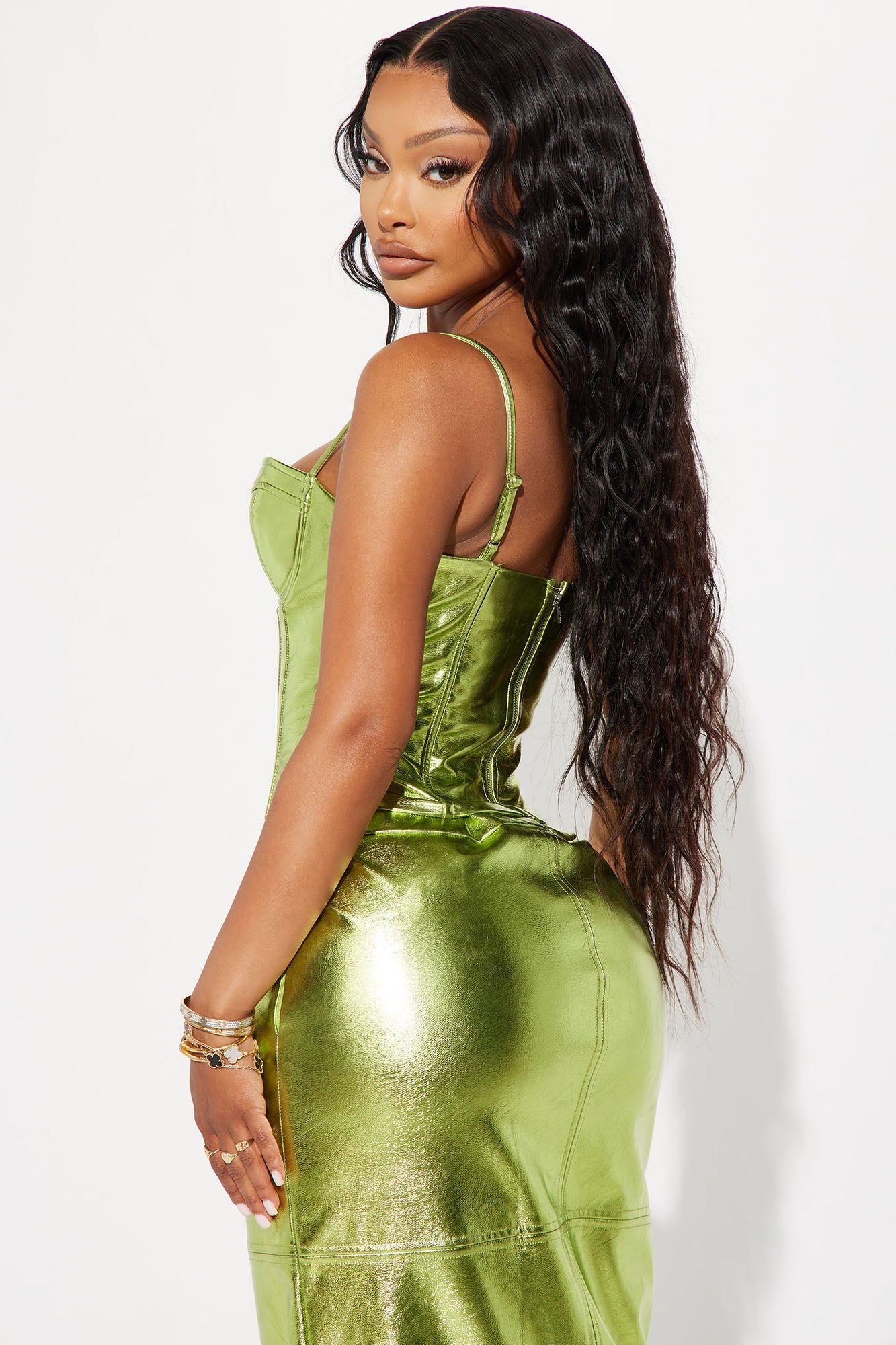 Mikayle Metallic Corset Top - Green sold by Fashion Nova product image thumbnail 3