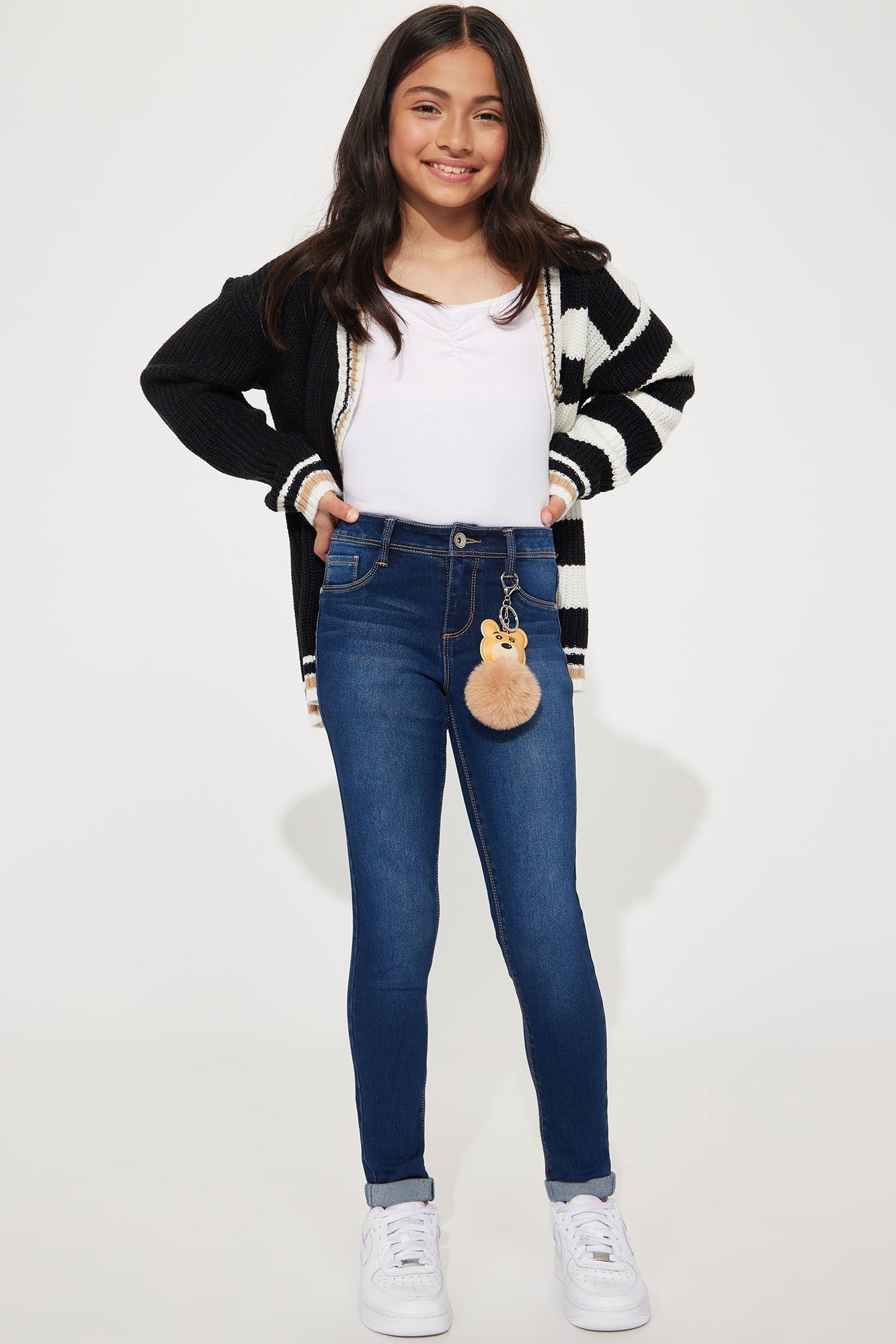 Mini Denim Teddy Bear Skinny Jeans - Dark Wash sold by Fashion Nova