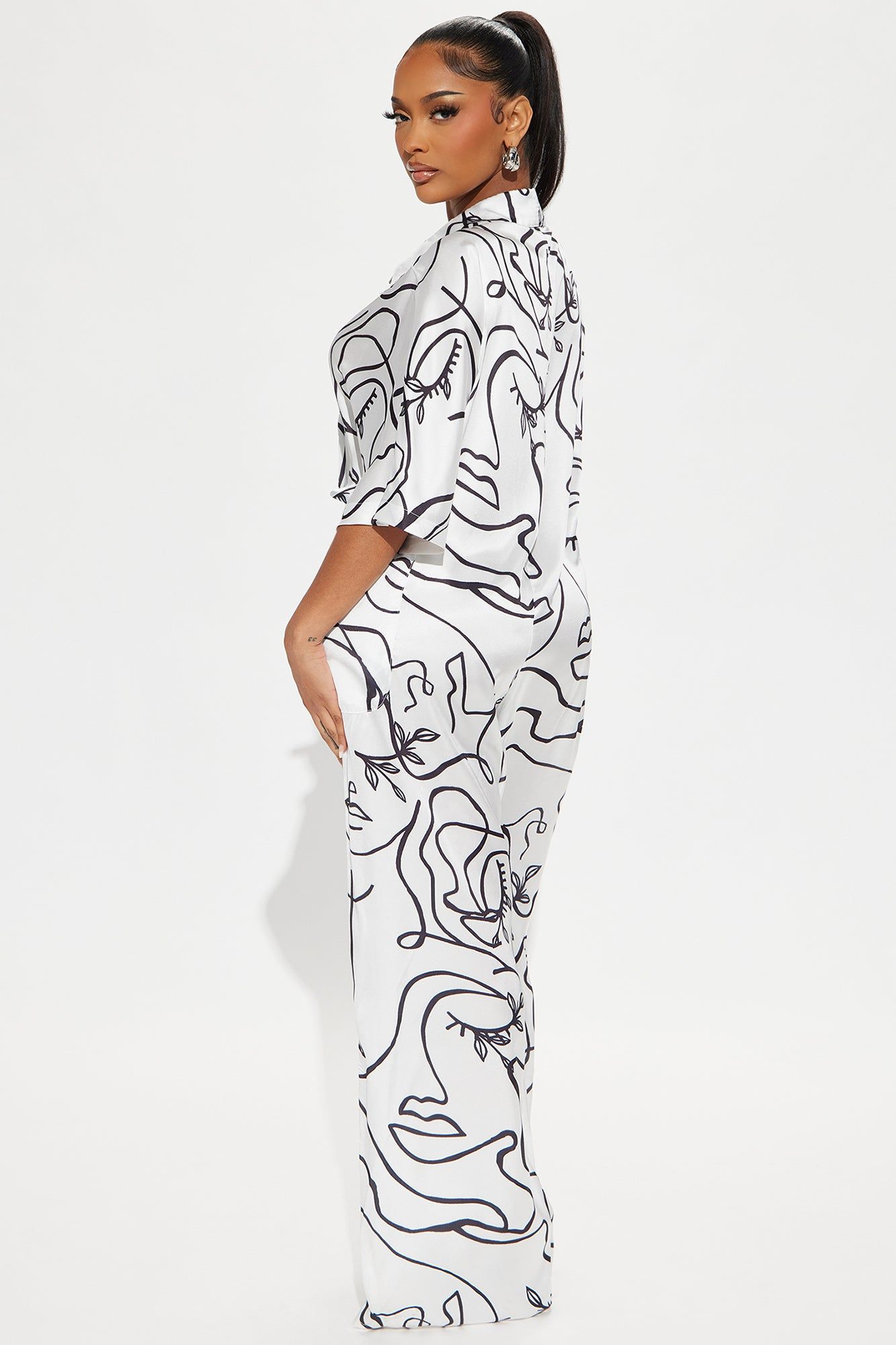 Keeping It Cool Satin Jumpsuit - White/Black sold by Fashion Nova product image thumbnail 3