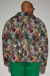 Bellevue Floral Tapestry Work Jacket - Green/combo sold by Fashion Nova