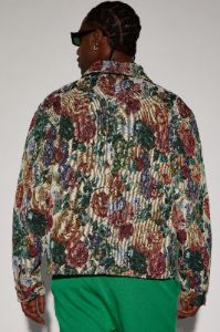 Bellevue Floral Tapestry Work Jacket - Green/combo sold by Fashion Nova