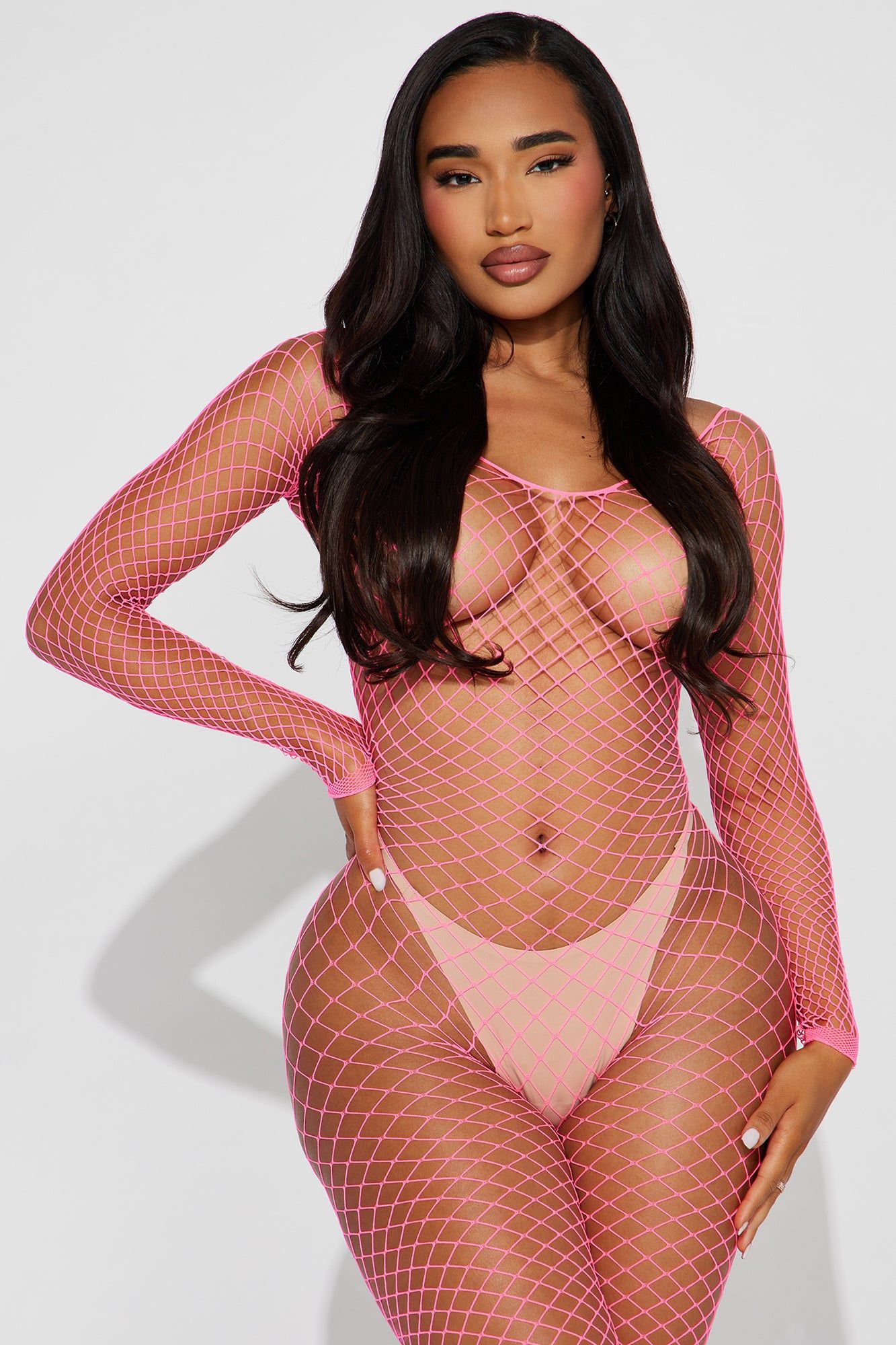 Catch Me If You Can Fishnet Bodystocking - Hot Pink sold by Fashion Nova product image thumbnail 2