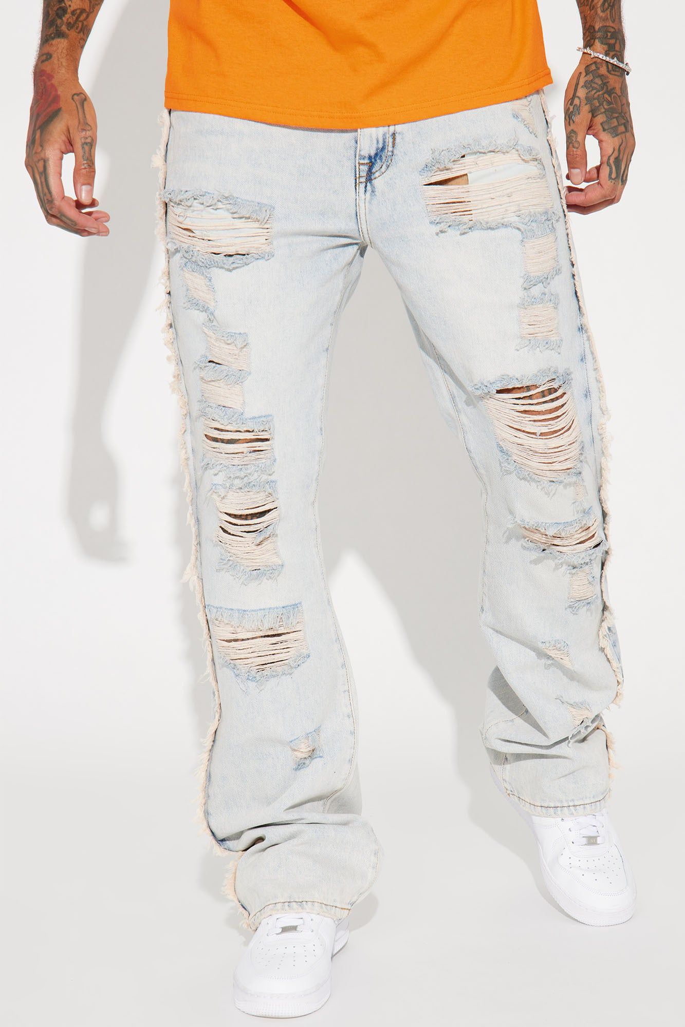 Enduring Dream Slim Stacked Flare Jeans - Light Blue Wash sold by Fashion Nova