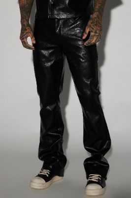 Sawyer Faux Python Stacked Slim Flare Pants - Black sold by Fashion Nova