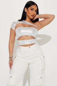 Starships Metallic Bodysuit - Silver sold by Fashion Nova