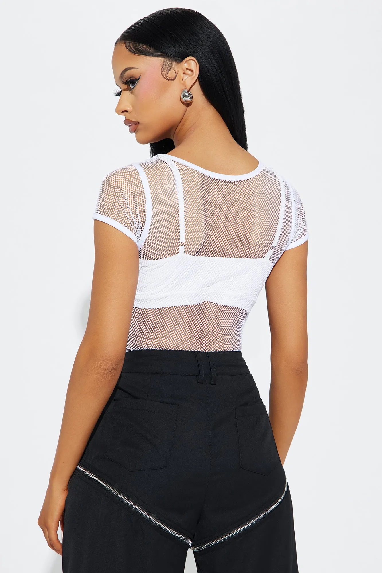 Caught Up On You Fishnet Bodysuit - White sold by Fashion Nova product image thumbnail 4