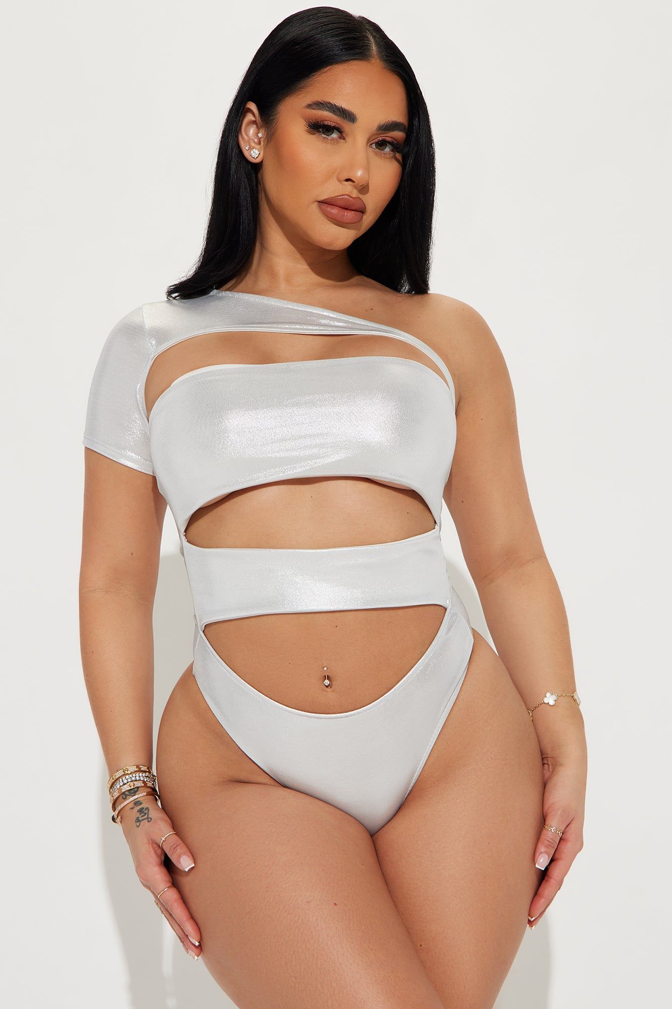 Starships Metallic Bodysuit - Silver sold by Fashion Nova
