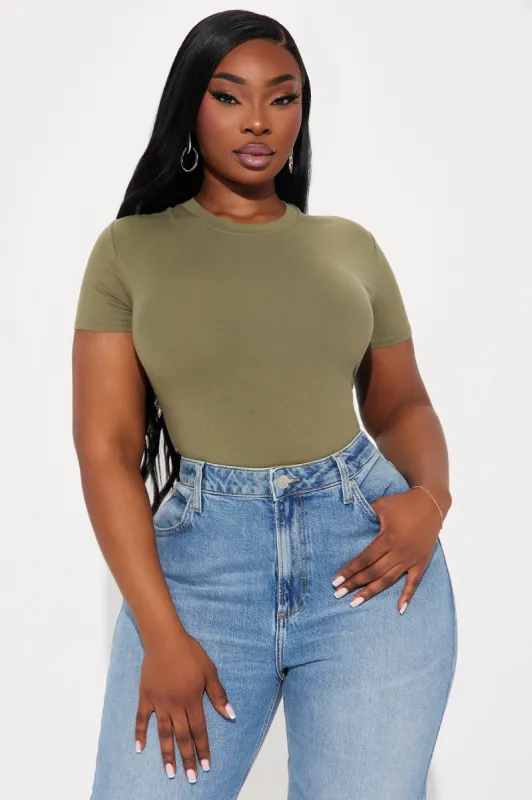 Camilla Classic Fit Crew Neck Tee - Olive sold by Fashion Nova