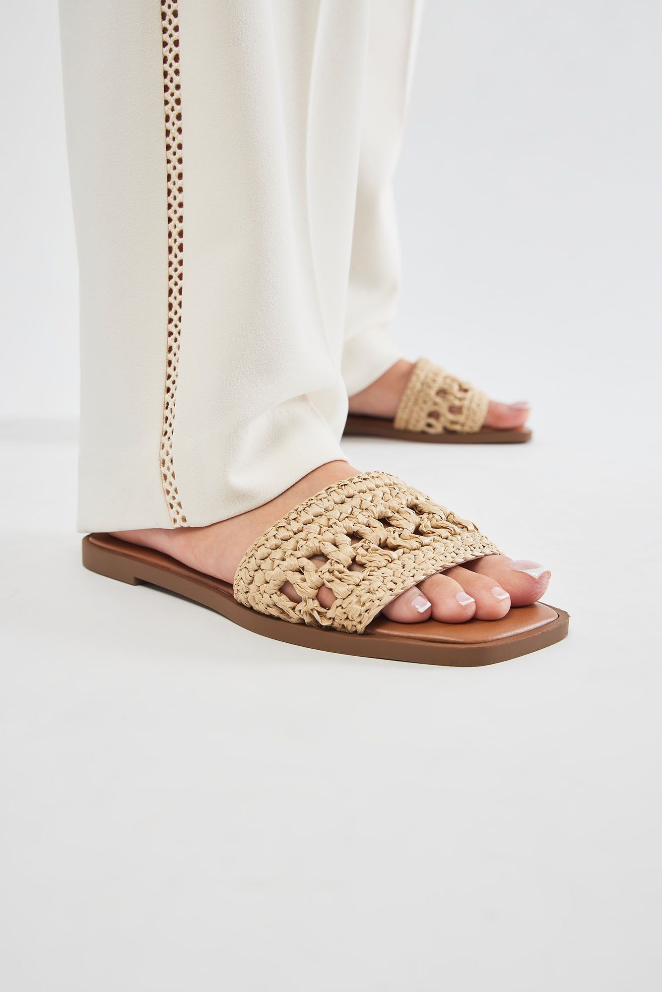 Follow Me There Crochet Flat Sandals - Beige sold by Fashion Nova product image thumbnail 4