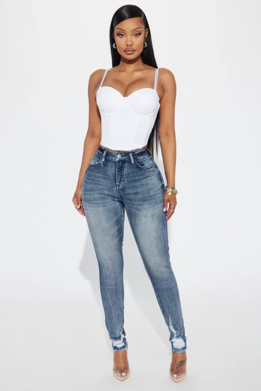 Long Story Short Sculpting Stretch Skinny Jeans - Medium Wash sold by Fashion Nova