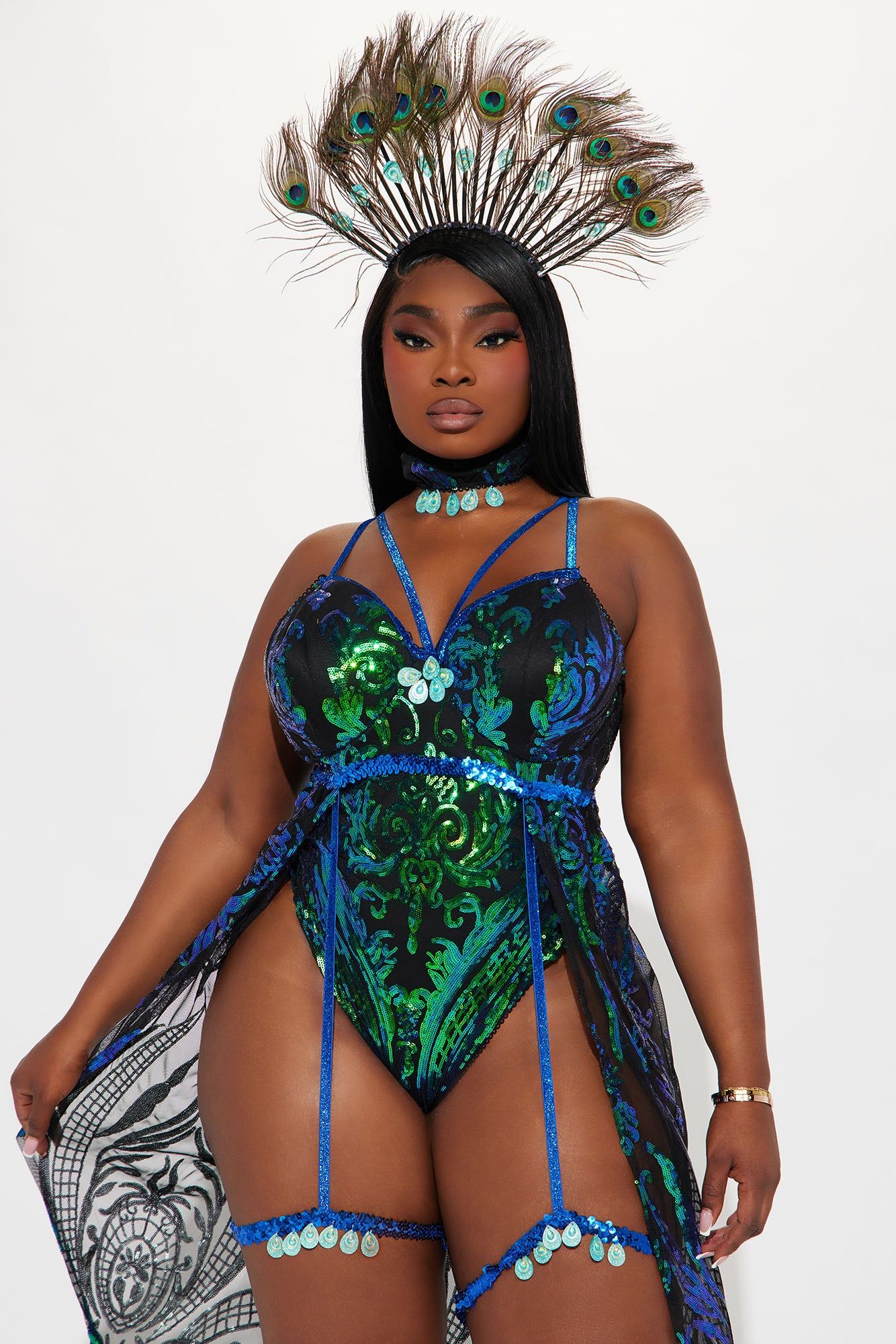 Pretty Peacock Princess 3 Piece Costume Set - Green sold by Fashion Nova product image thumbnail 6