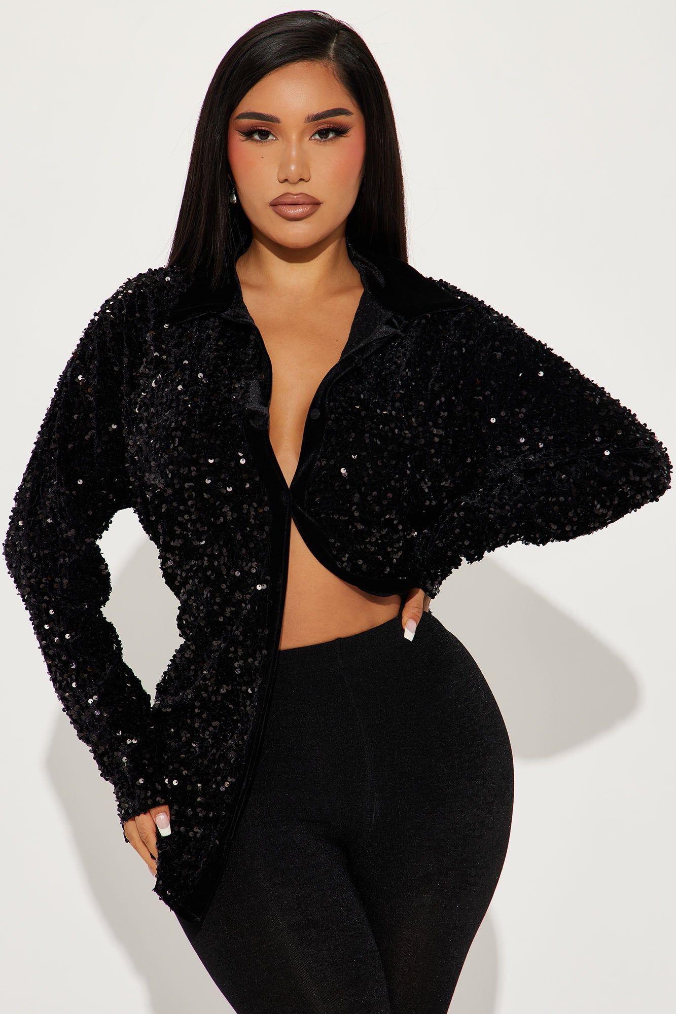 Brightest Star Sequin Top - Black sold by Fashion Nova