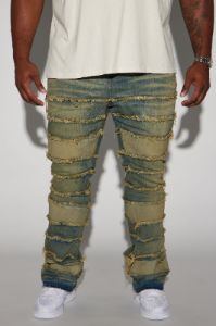 All Around Fray Stacked Skinny Flare Jeans - Dark Wash sold by Fashion Nova