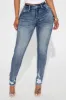 Long Story Short Sculpting Stretch Skinny Jeans - Medium Wash sold by Fashion Nova
