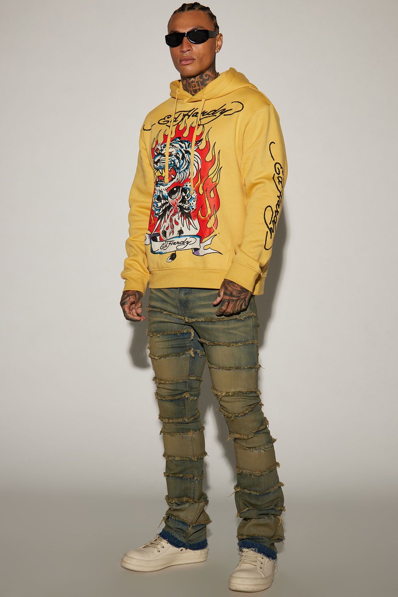 All Around Fray Stacked Skinny Flare Jeans - Dark Wash sold by Fashion Nova product image thumbnail 2