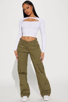 High Standards Wide Leg Cargo Pant - Olive sold by Fashion Nova