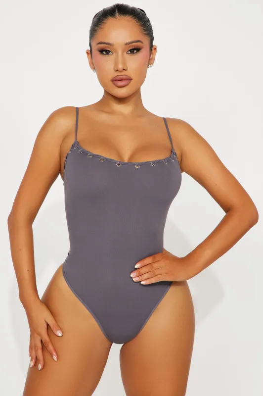 Tamara Seamless Bodysuit - Charcoal sold by Fashion Nova