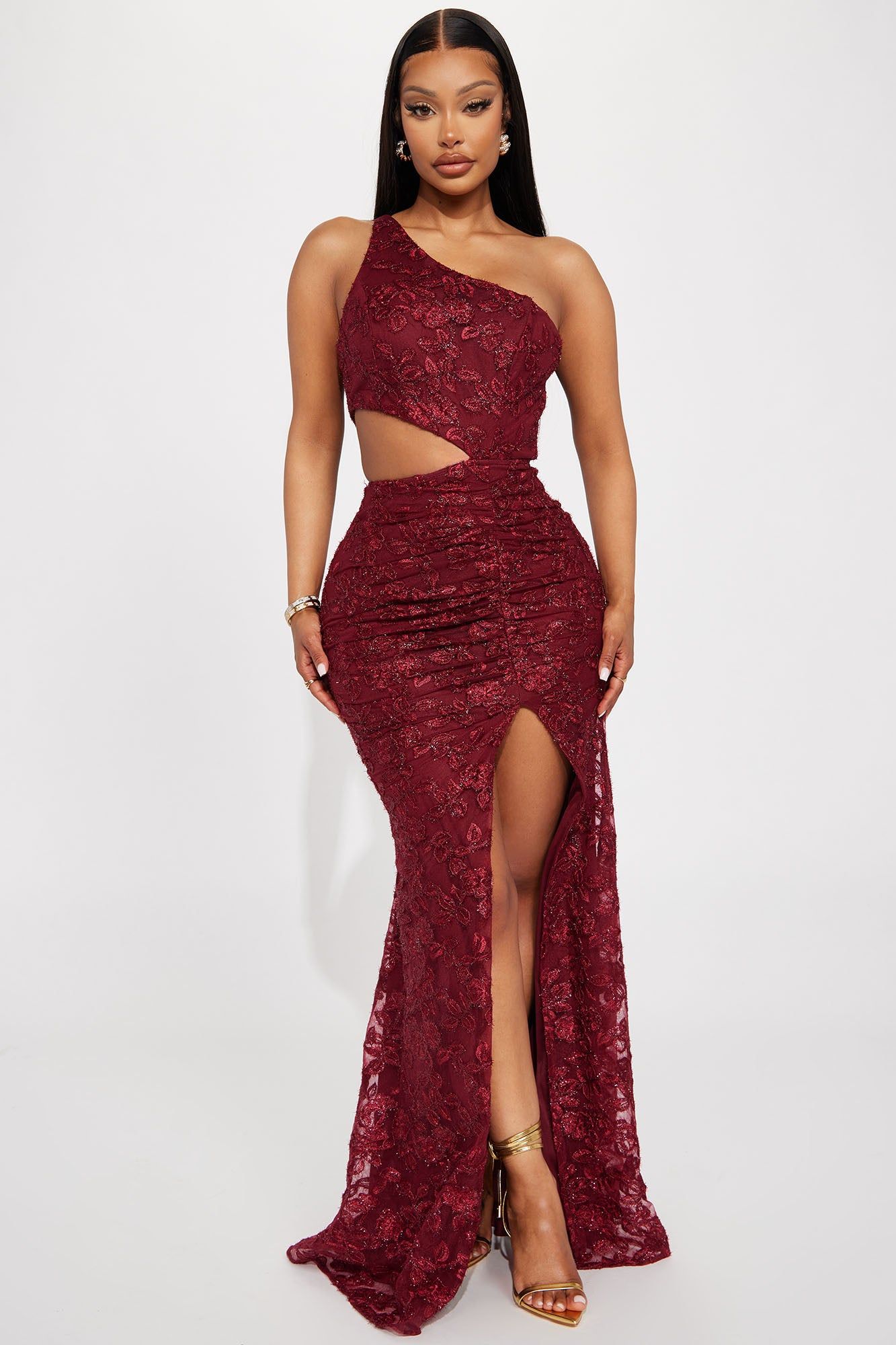 Brinley Lace Gown - Wine sold by Fashion Nova
