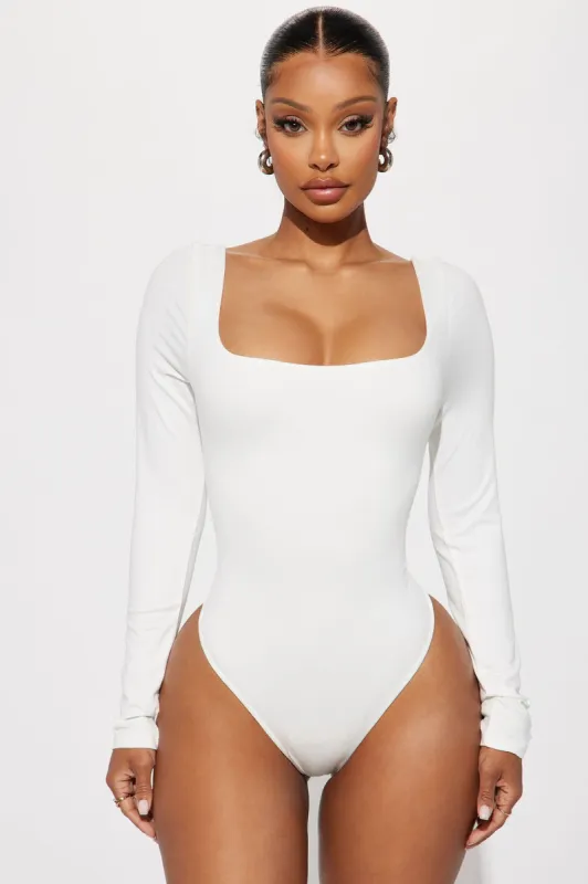Raissa Long Sleeve Bodysuit - White sold by Fashion Nova