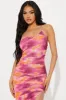 Sunset Sizzle Mesh Midi Dress - Magenta/combo sold by Fashion Nova