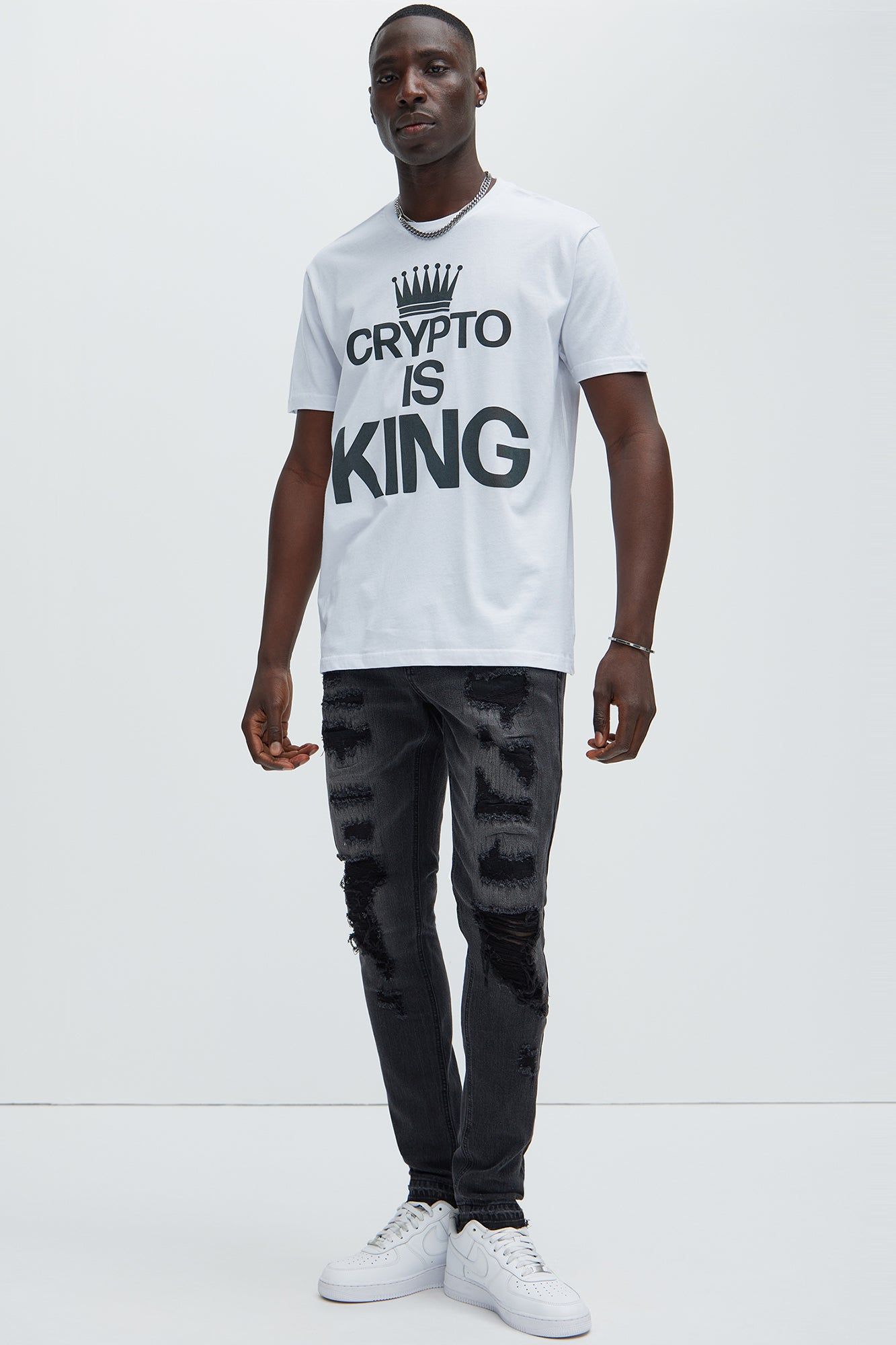Crypto Is King Short Sleeve Tee - White sold by Fashion Nova product image thumbnail 2