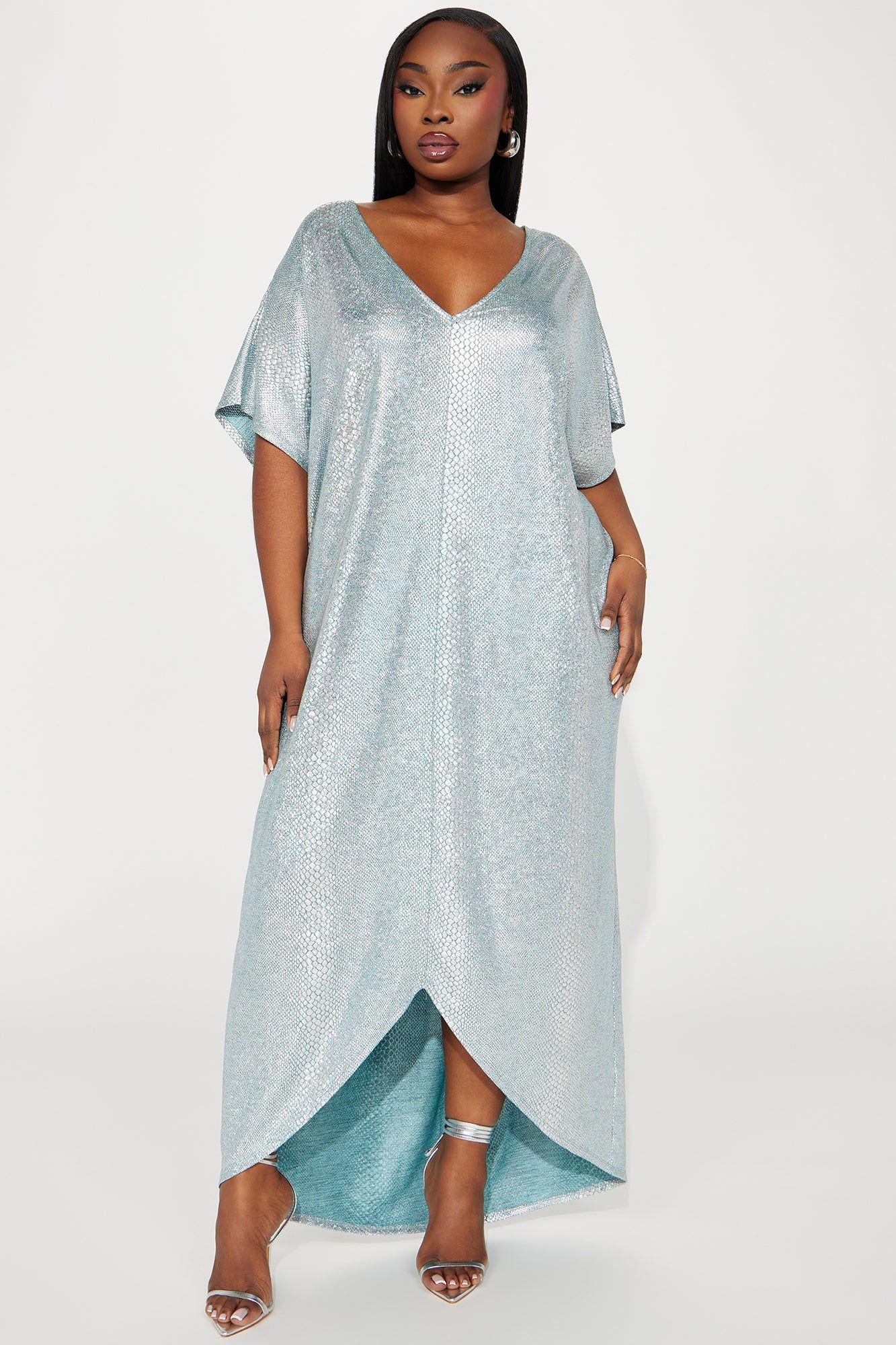 Mermaid Dreams Kaftan Maxi Dress - Aqua sold by Fashion Nova product image thumbnail 4
