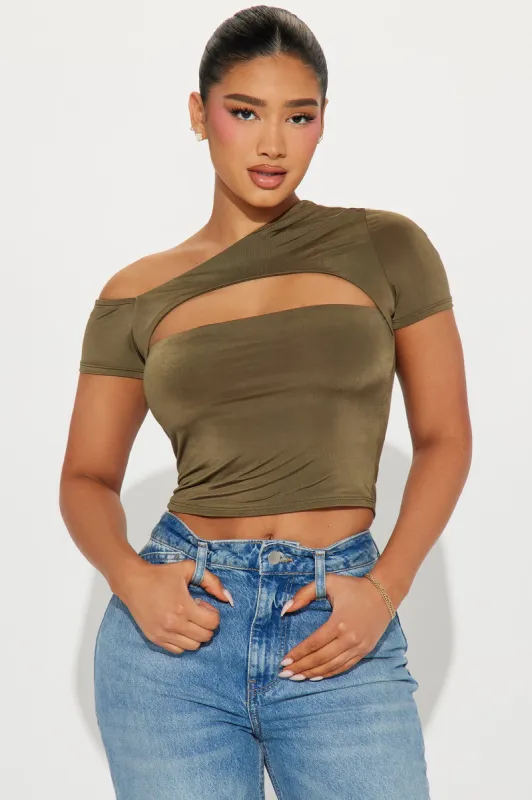 Gimme More One Shoulder Top - Olive sold by Fashion Nova