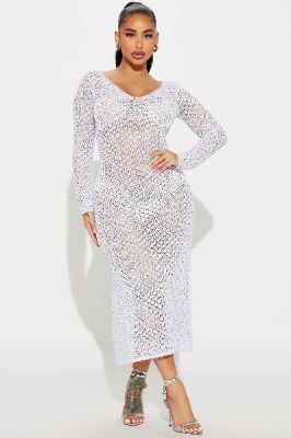 Camille Crochet Maxi Dress - White sold by Fashion Nova